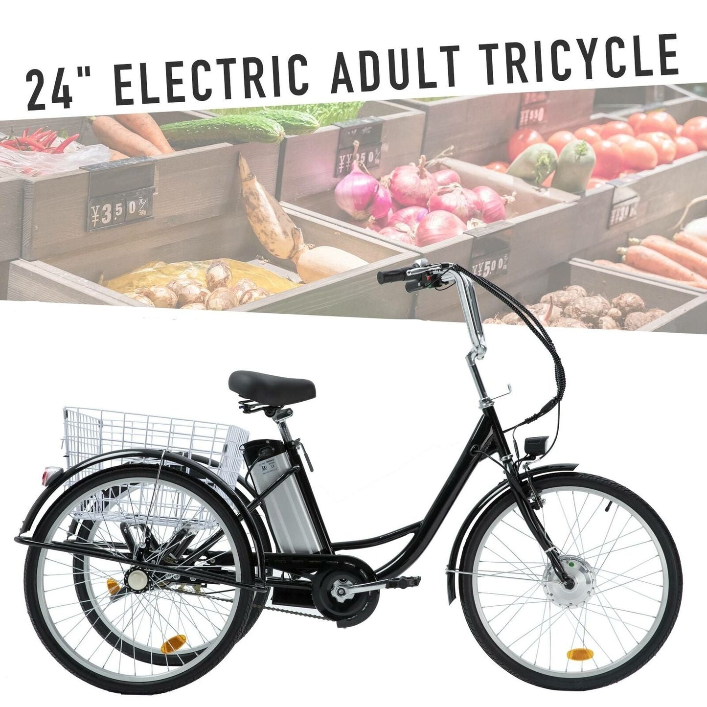 Adult Electric Tricycle with Lithium Battery & Basket
