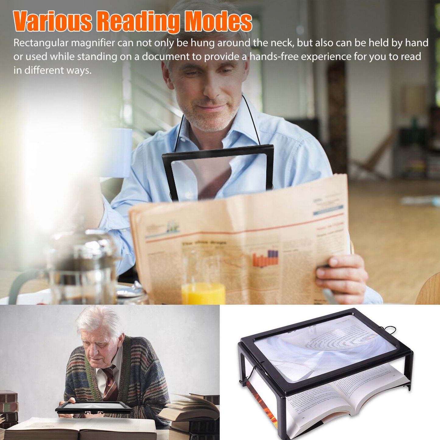 Large Lighted Reading Magnifier with Legs