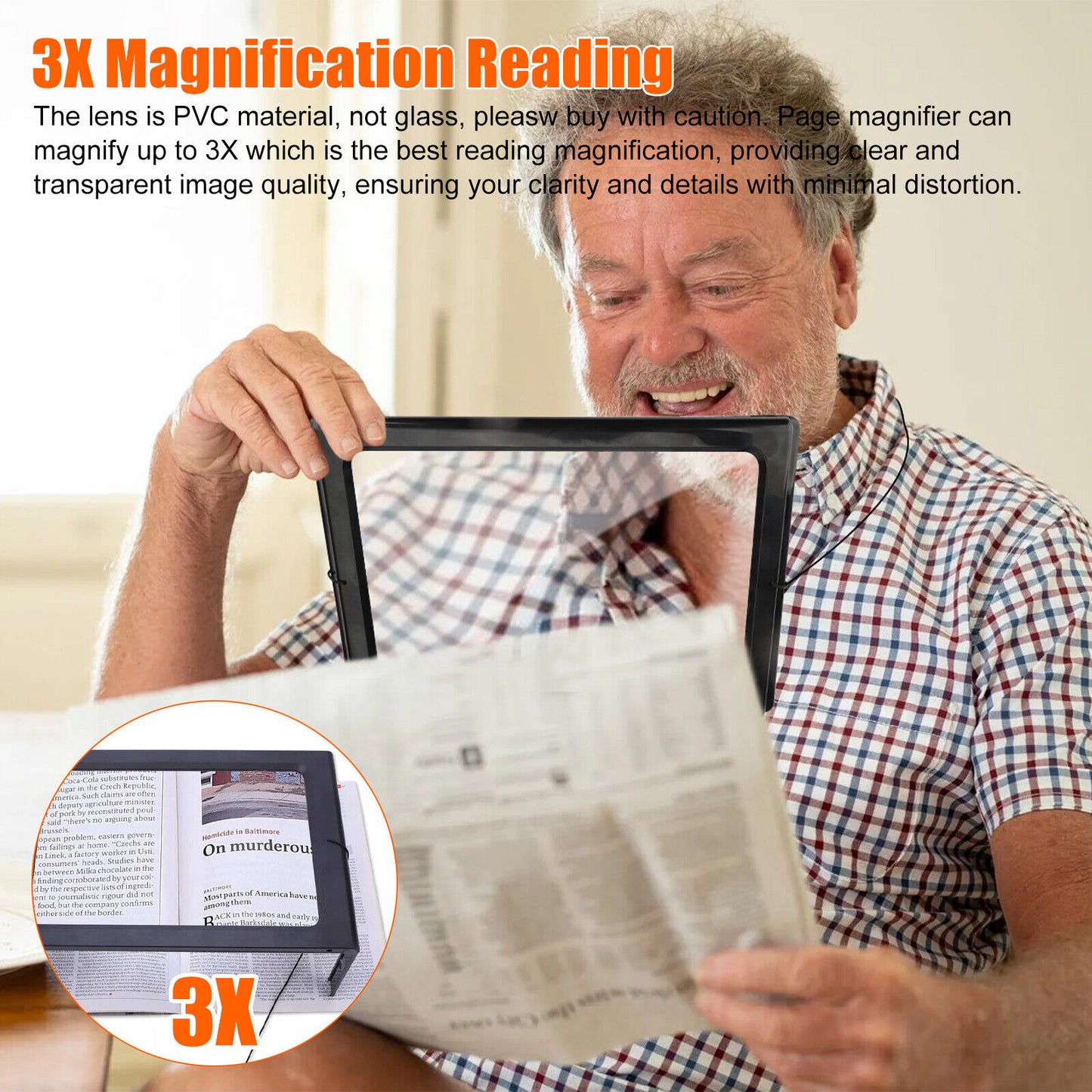 Large Lighted Reading Magnifier with Legs