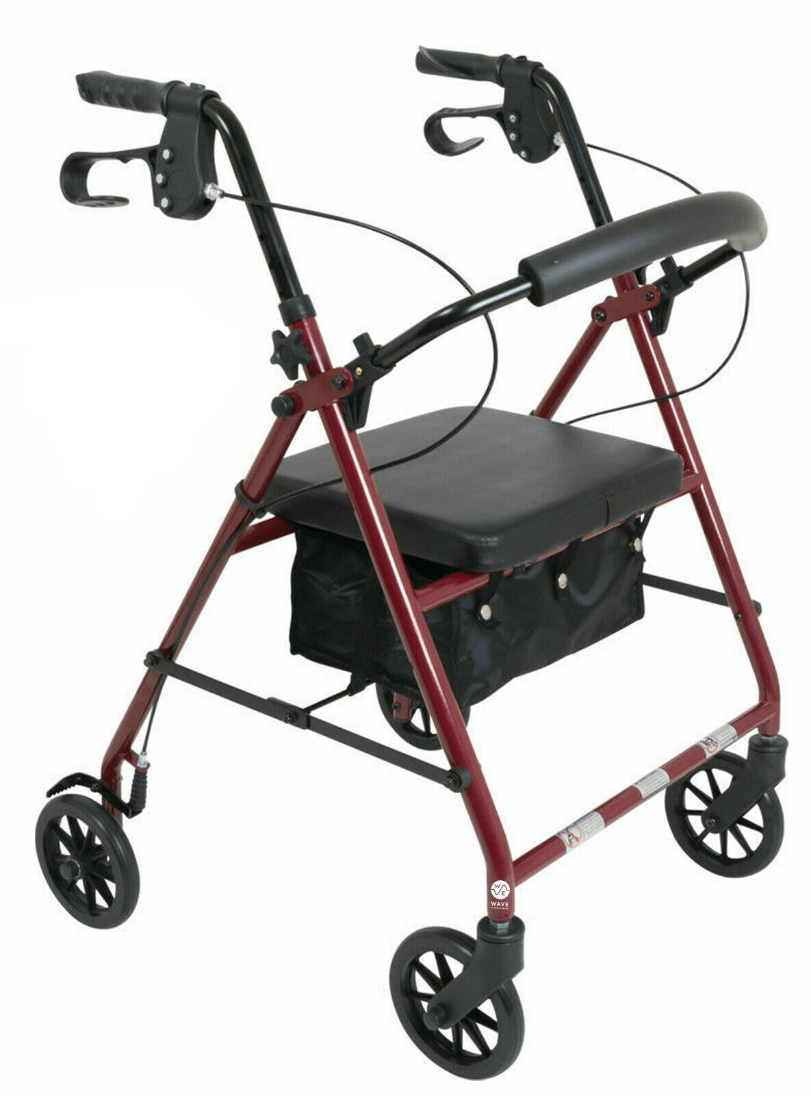 Lightweight Deluxe Folding Rollator Walker (With Soft Cushioned Seat)