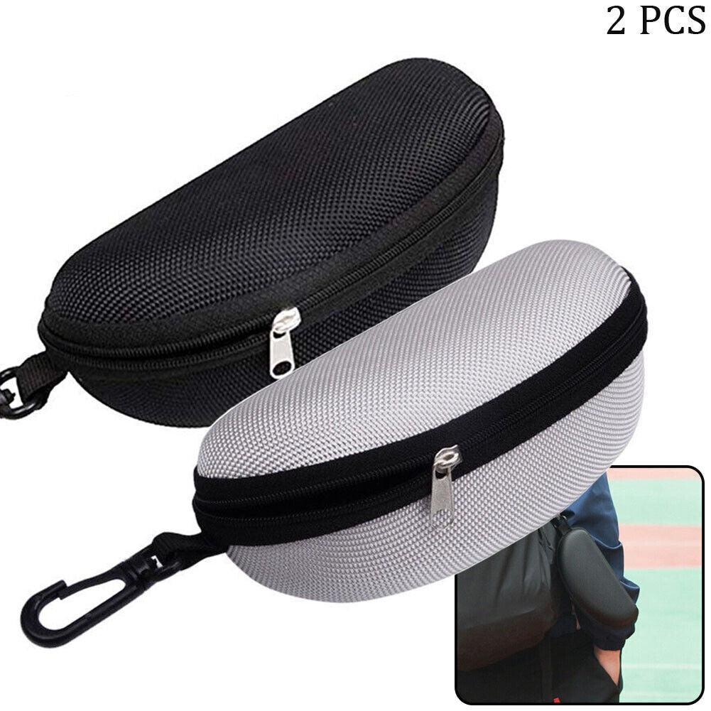 Hard Shell Eyeglass Travel Zipper Case with Clip Black - 2 Piece
