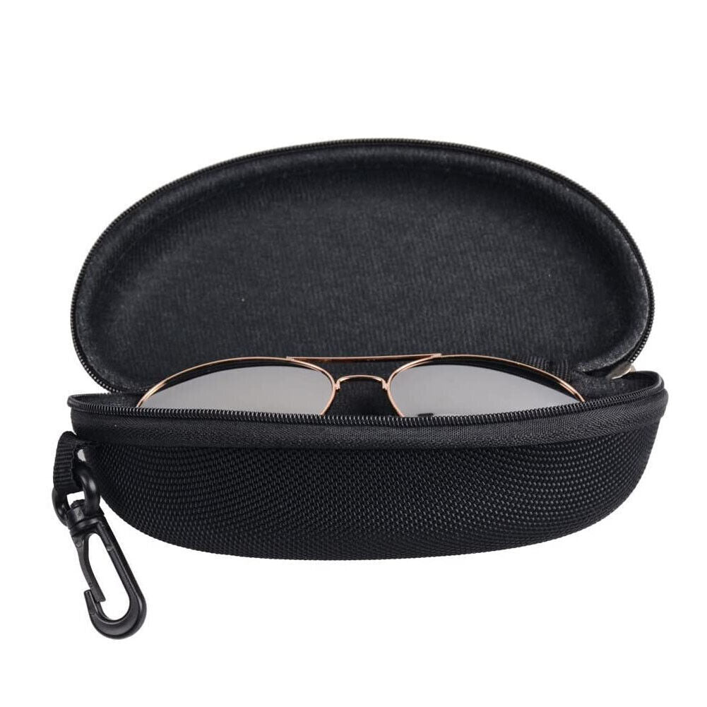 Hard Shell Eyeglass Travel Zipper Case with Clip Black - 2 Piece