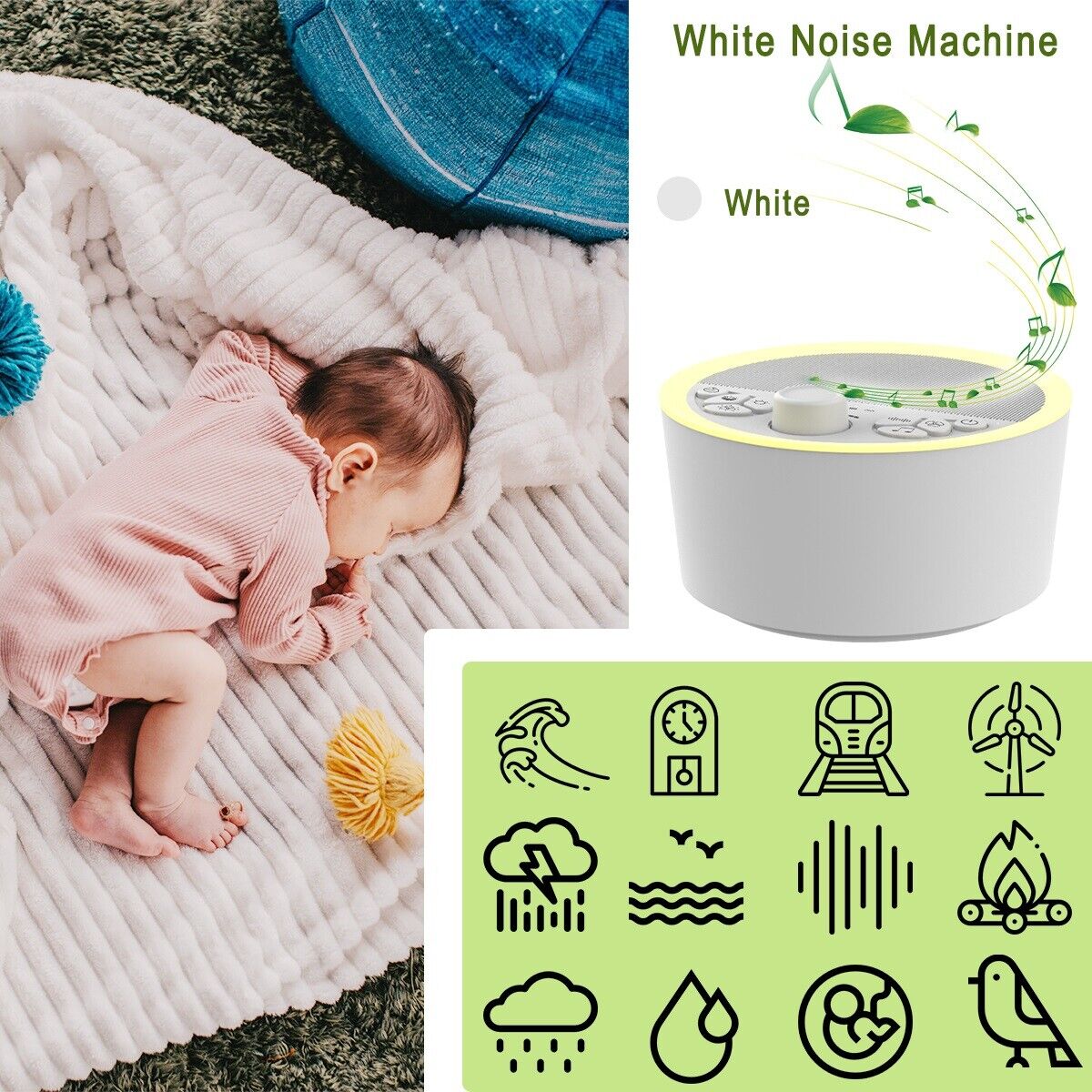 White Noise Sleep Machine (29 Sounds)