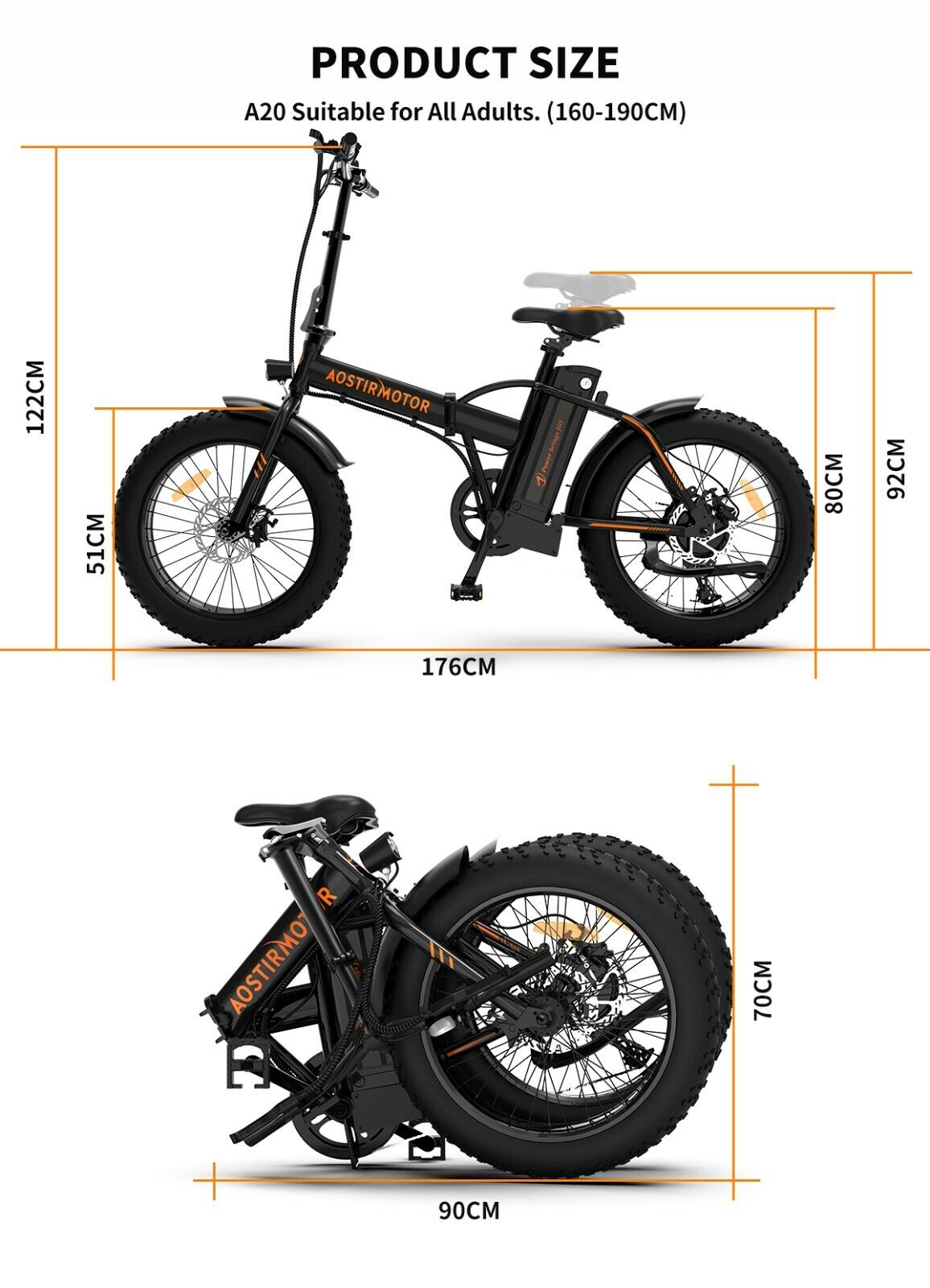 Fat Tire Electric Folding Ebike for Adults