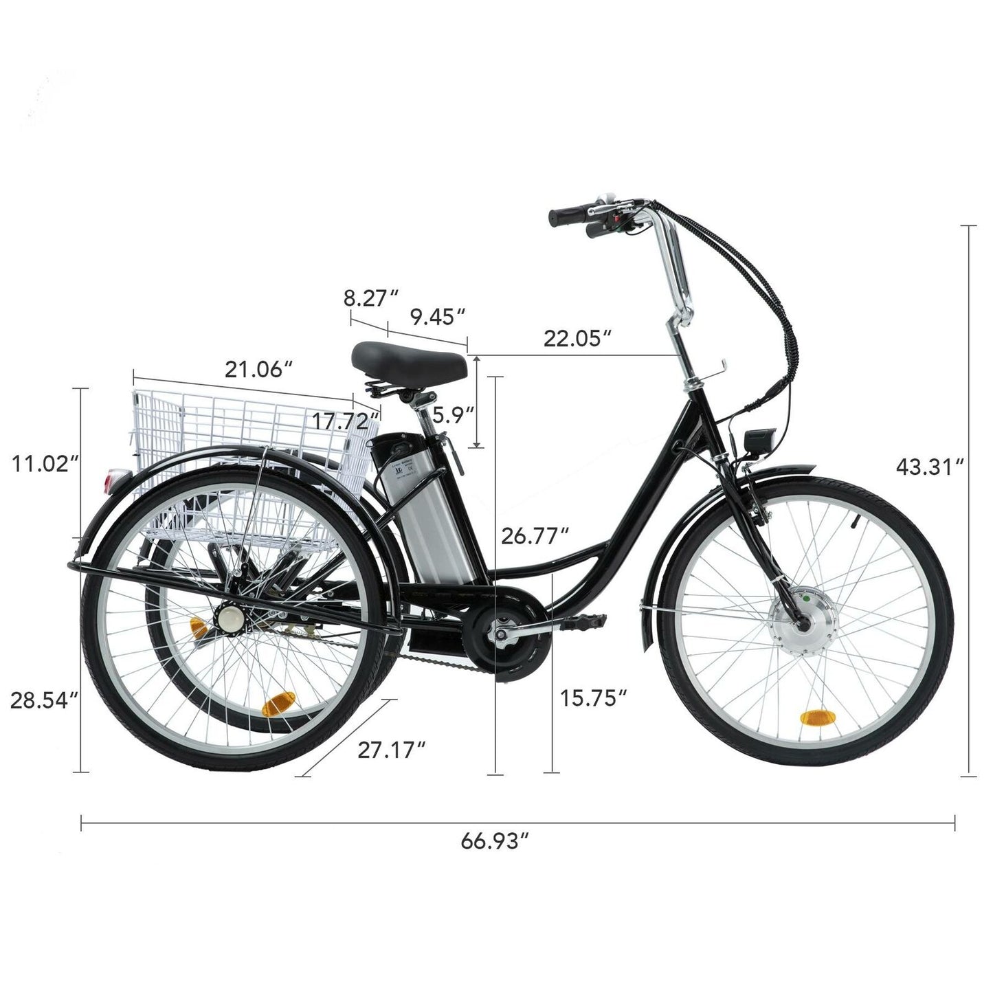 Adult Electric Tricycle with Lithium Battery & Basket
