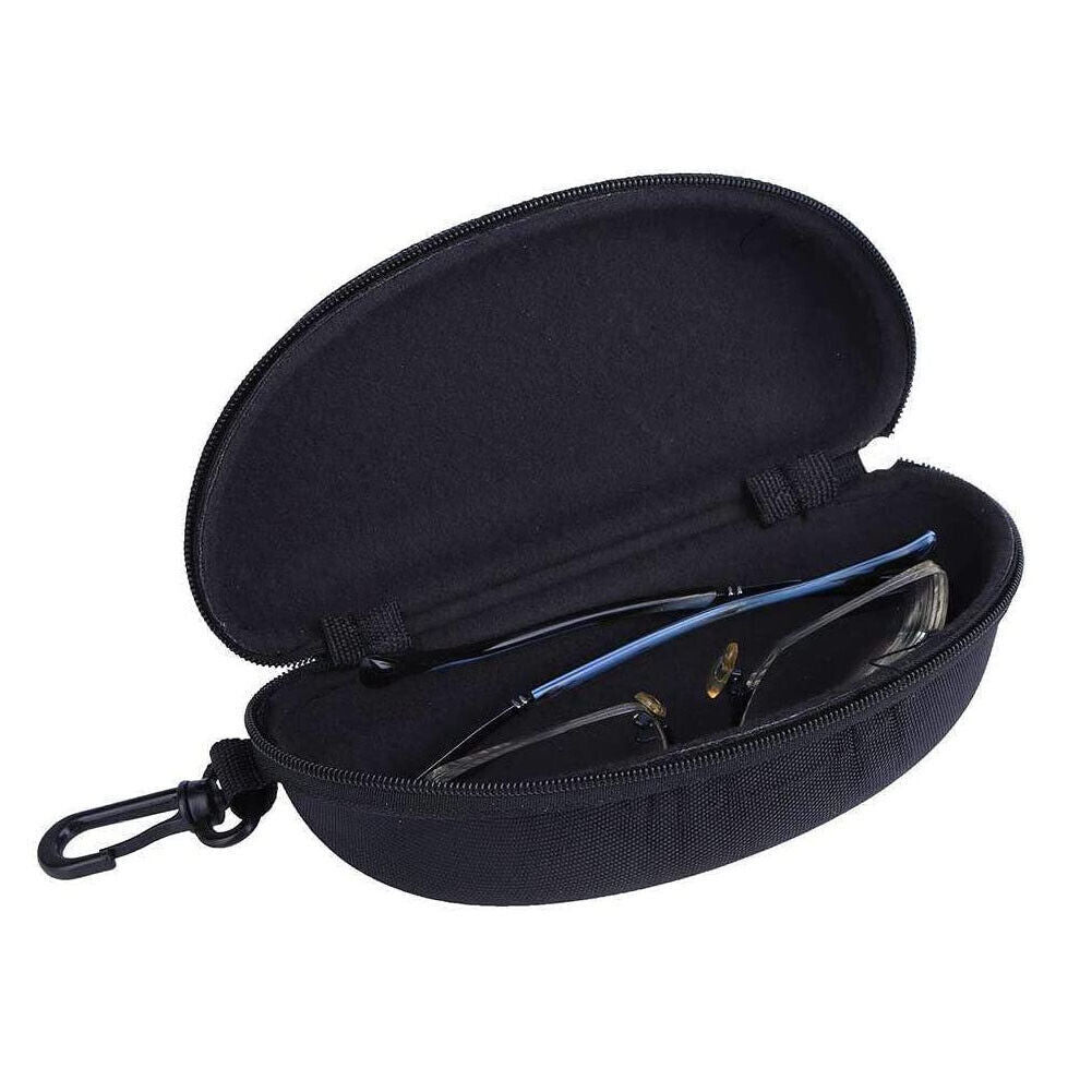 Hard Shell Eyeglass Travel Zipper Case with Clip Black - 2 Piece