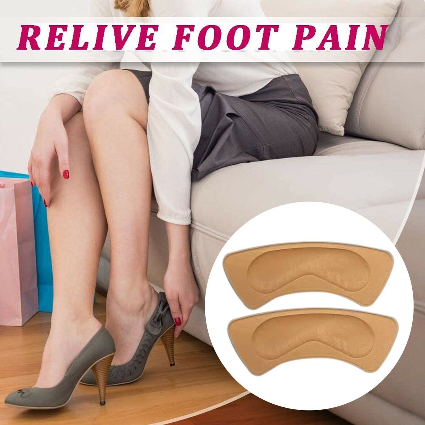 Soft Fabric Shoe Pads - 2 Piece Heel Inserts