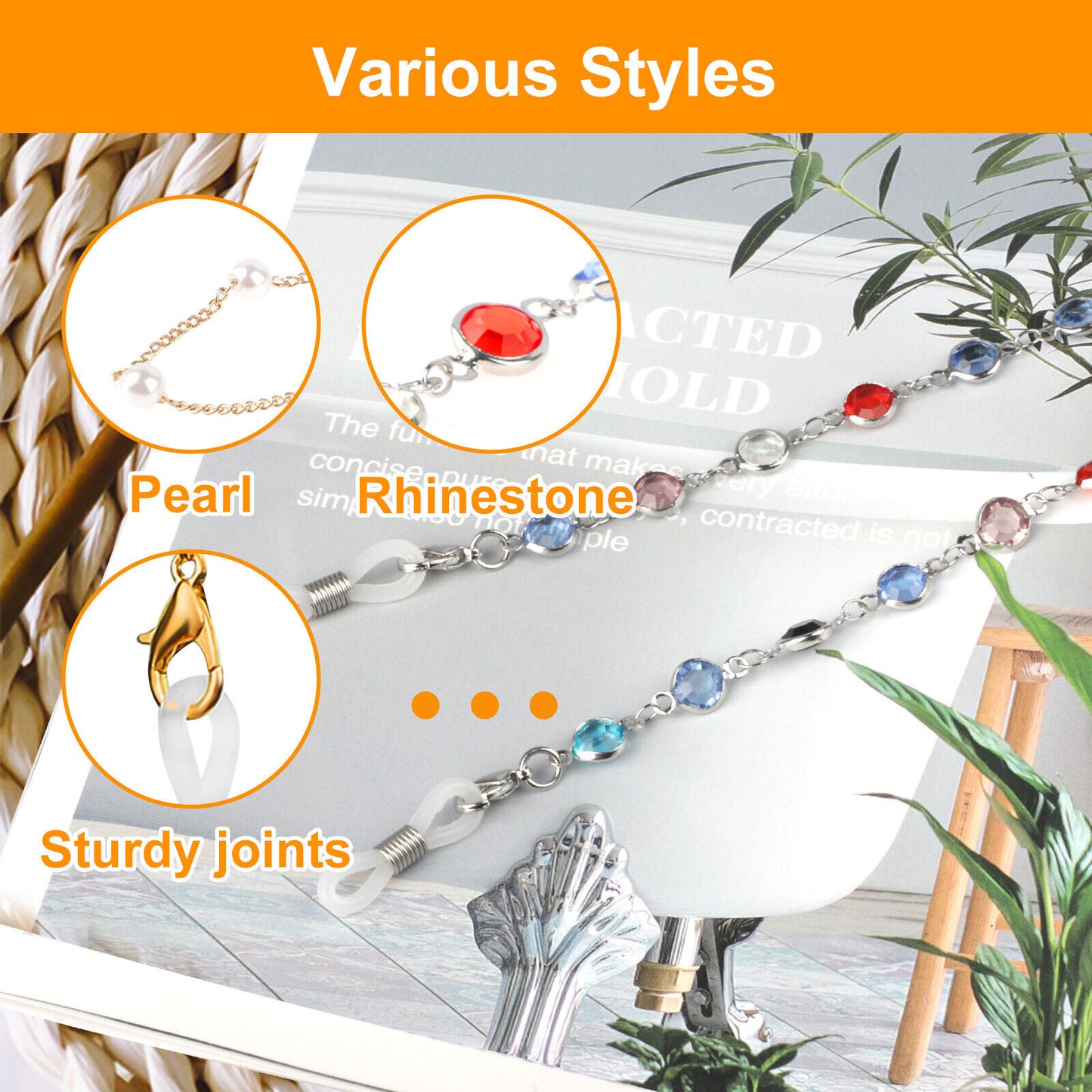 6 Eyeglass Necklace Chains (Various Styles)