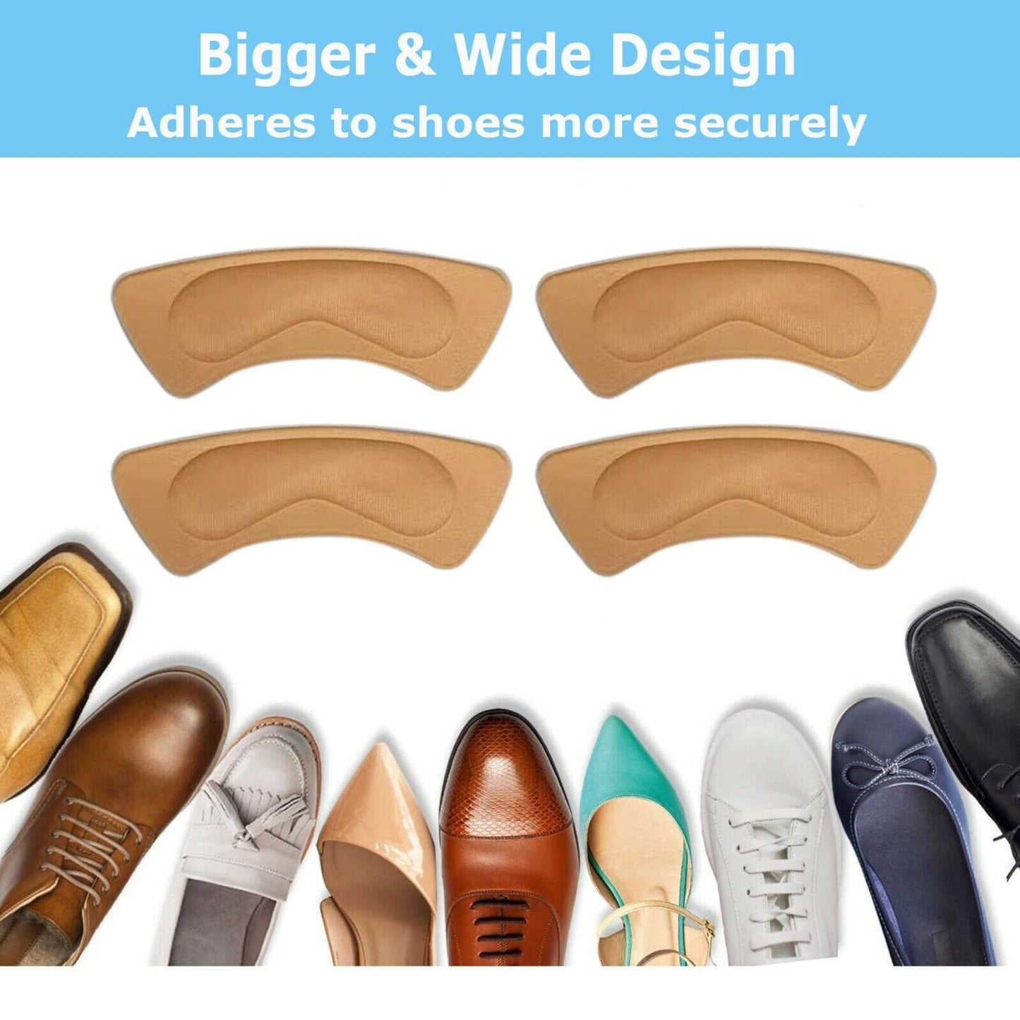 Soft Fabric Shoe Pads - 2 Piece Heel Inserts