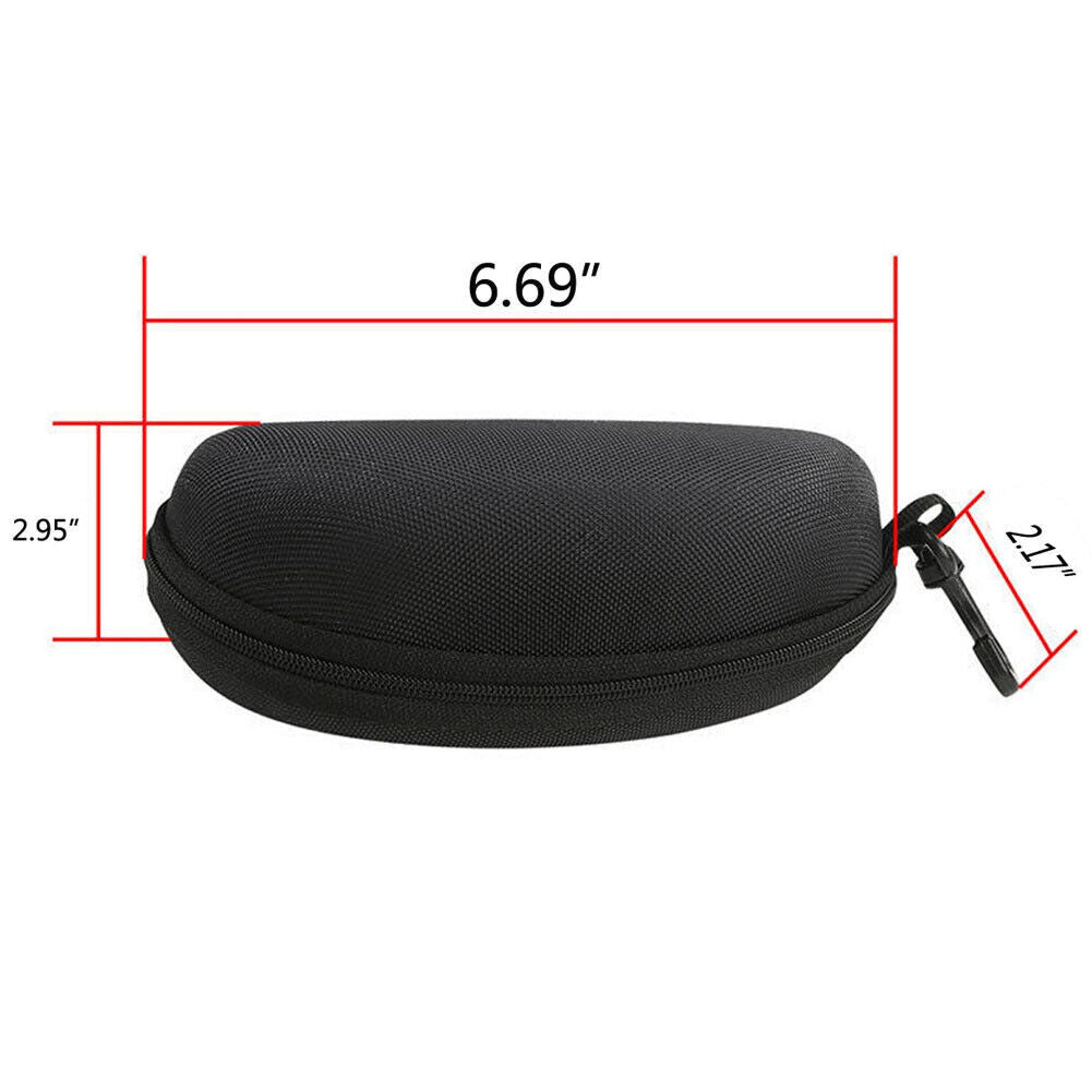 Hard Shell Eyeglass Travel Zipper Case with Clip Black - 2 Piece