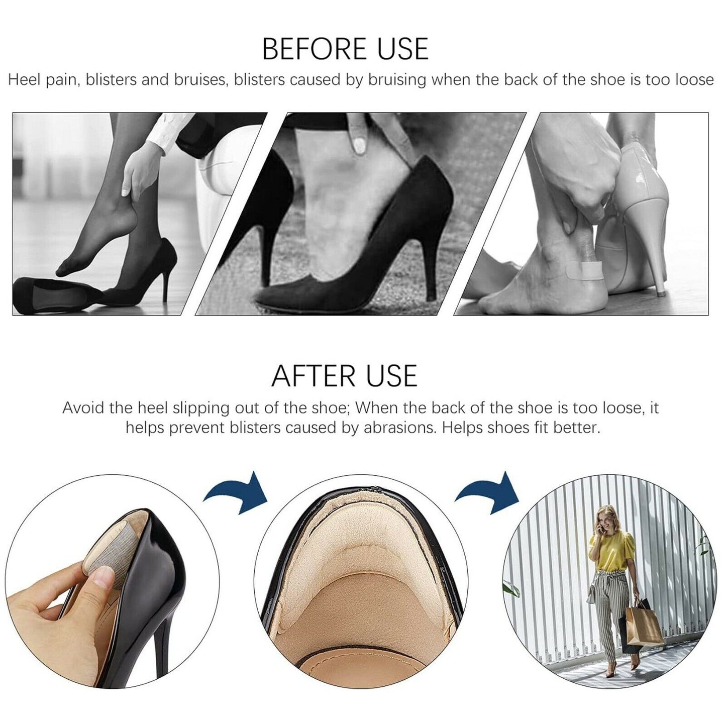 Soft Fabric Shoe Pads - 2 Piece Heel Inserts