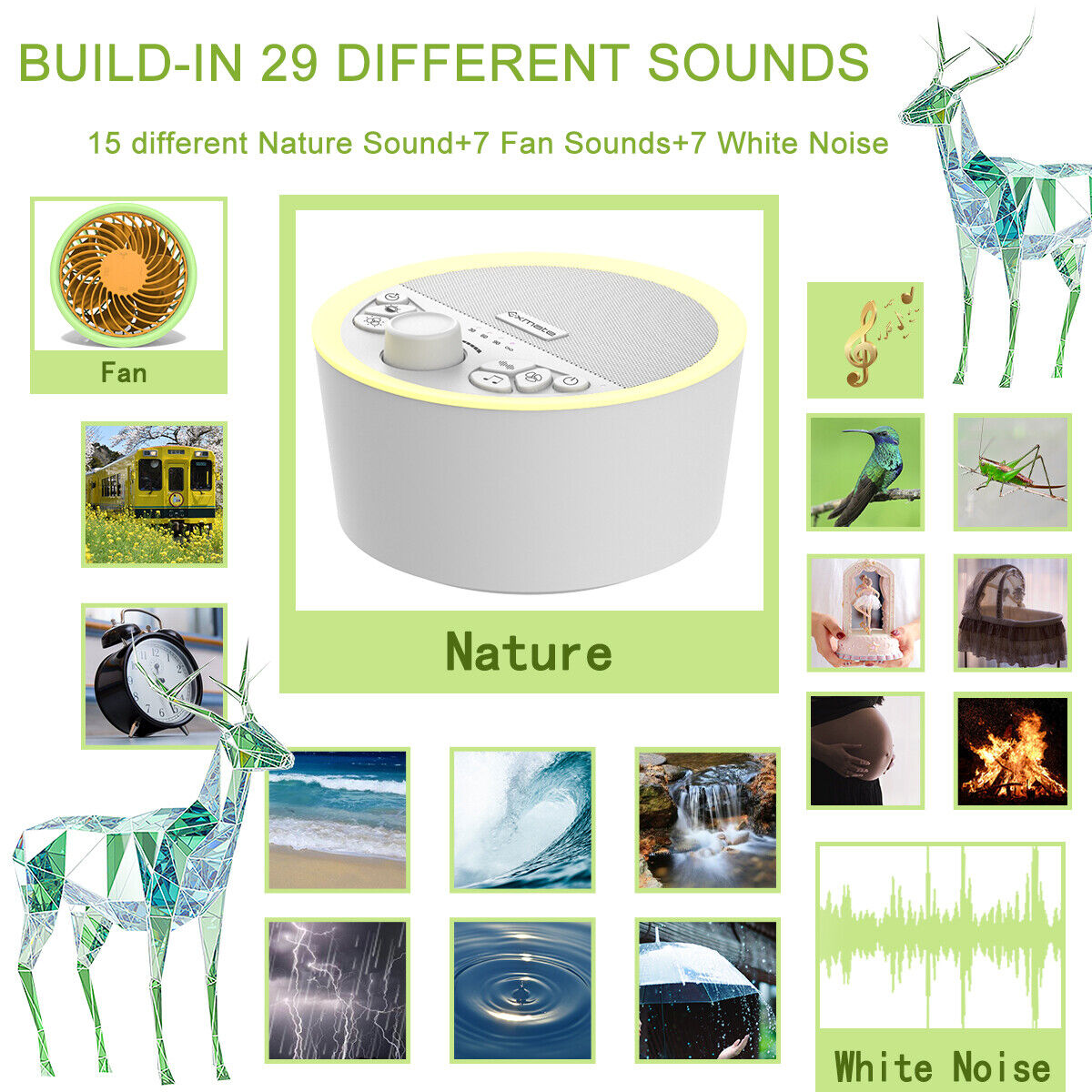 White Noise Sleep Machine (29 Sounds)