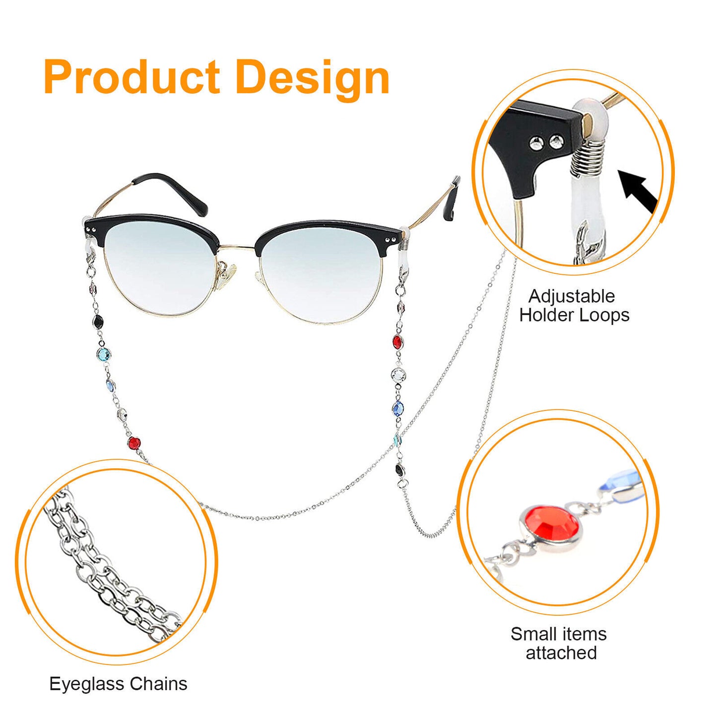 6 Eyeglass Necklace Chains (Various Styles)