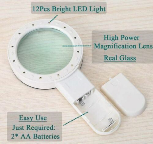 Jumbo Lighted Magnifying Glass for Seniors
