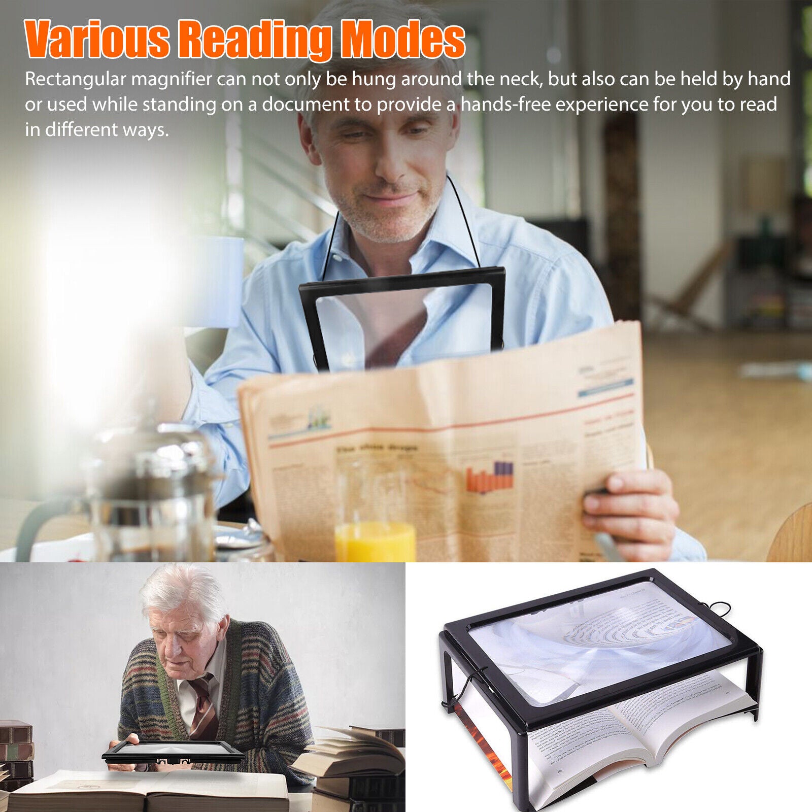 Large Lighted Reading Magnifier with Legs