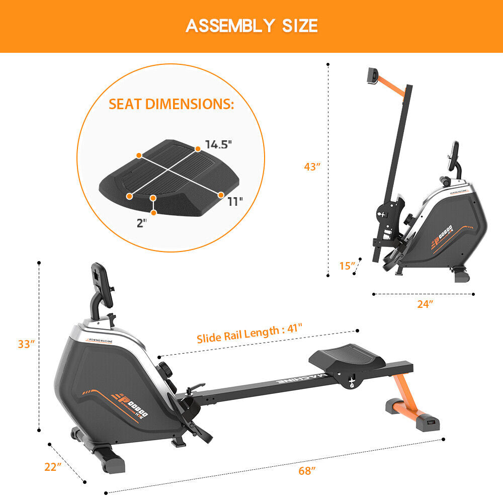 Magnetic Row Rowing Machine Rower 16 Levels Cardio Home Gym Exercise Equipment