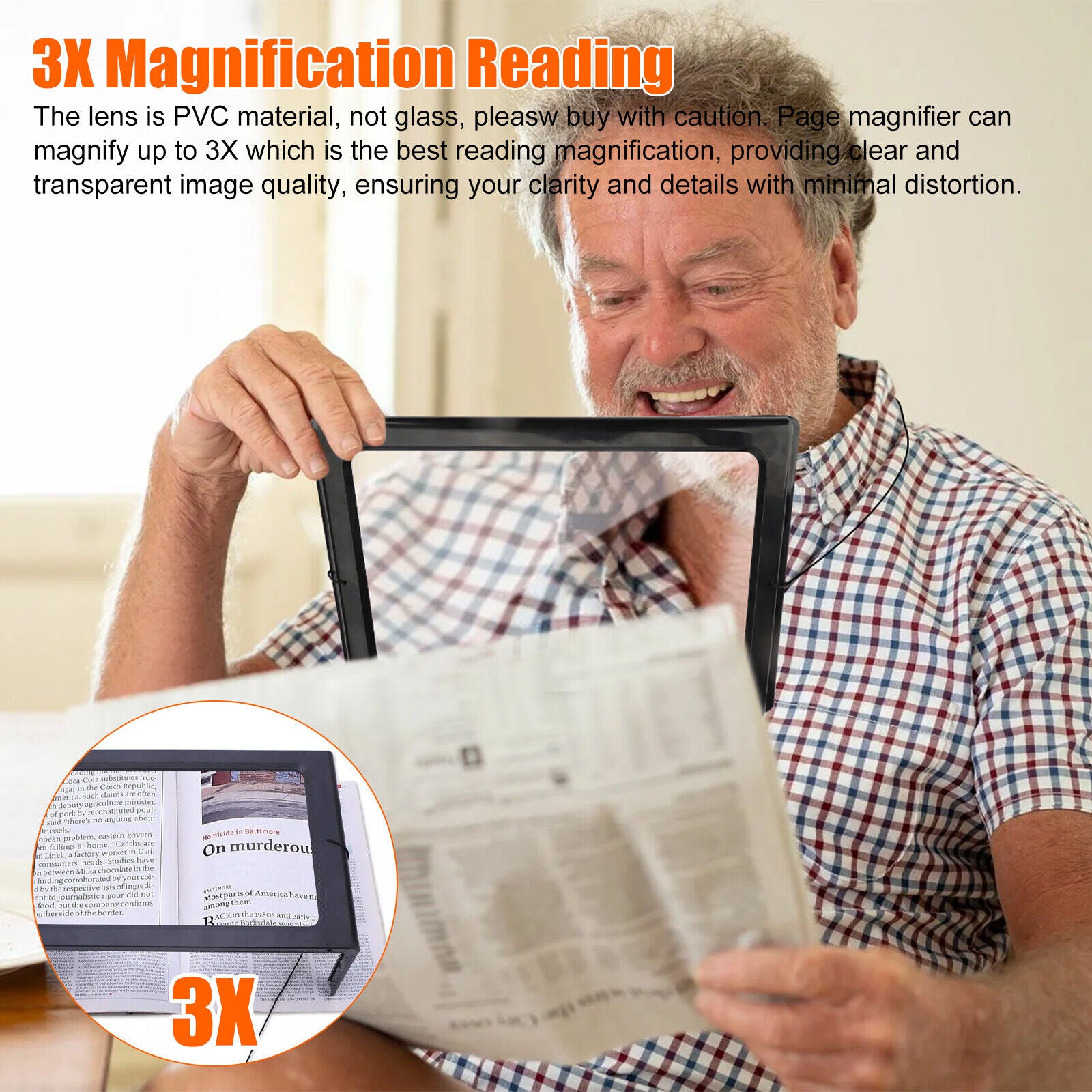 Large Lighted Reading Magnifier with Legs