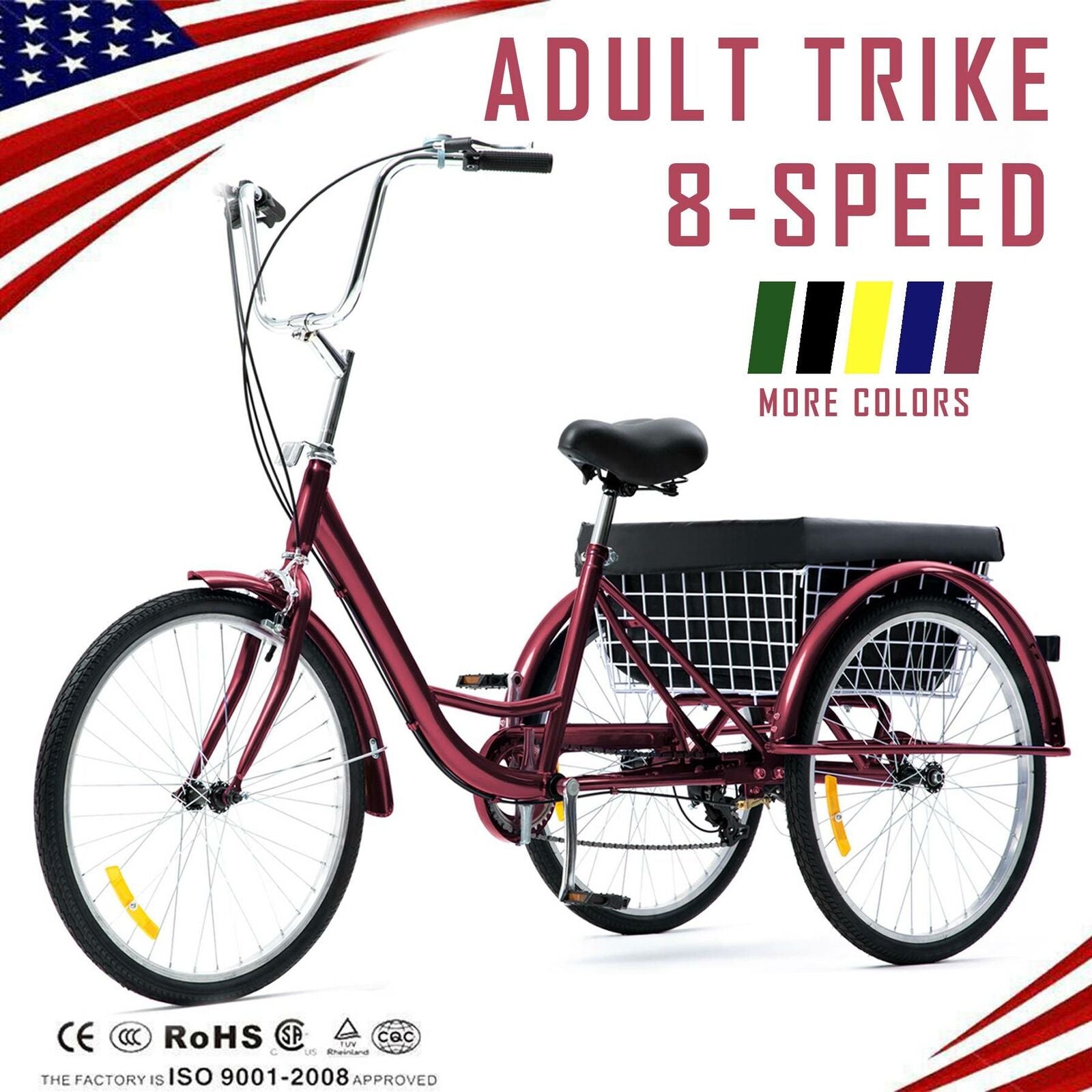 Adult Tricycle Cruiser with Large Basket