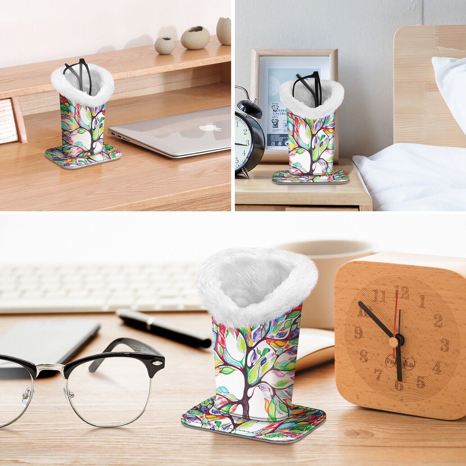 Eyeglass Protective Holder Stand - Vegan Leather & Plush Lined