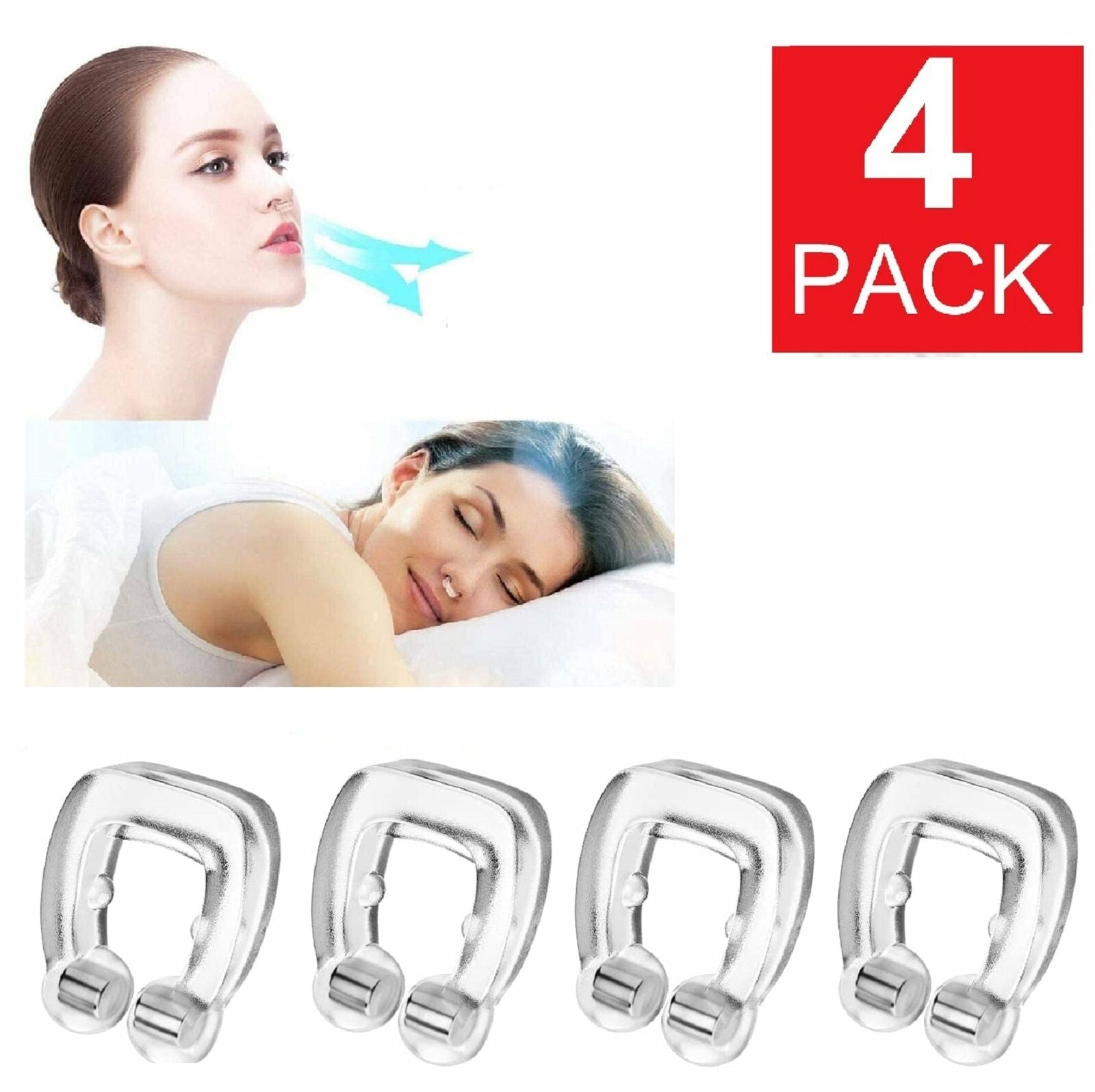Magnetic Anti-Snore Nose Clips (4-Pack)
