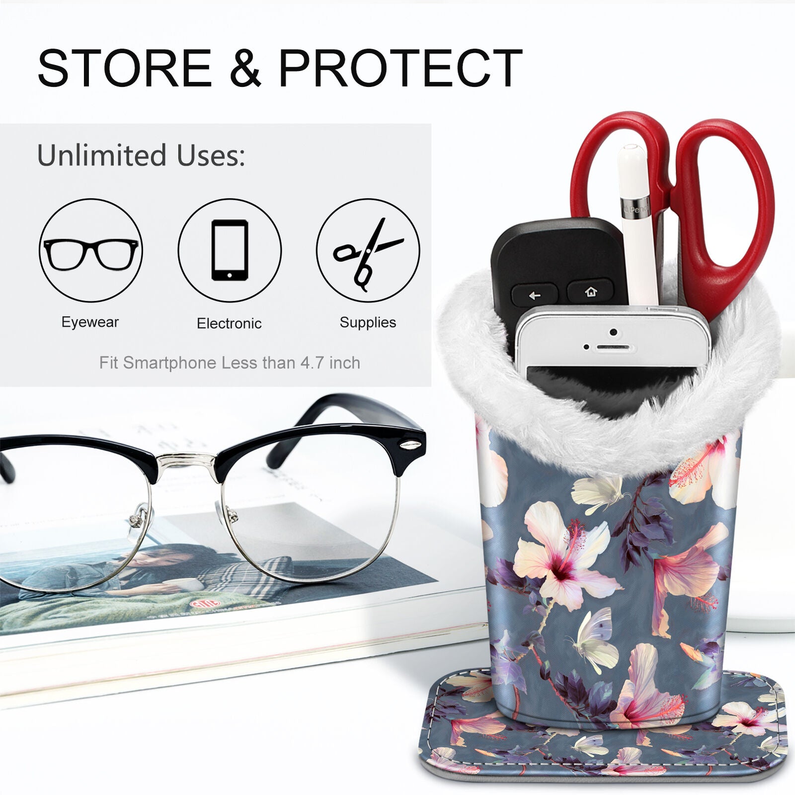 Eyeglass Protective Holder Stand - Vegan Leather & Plush Lined