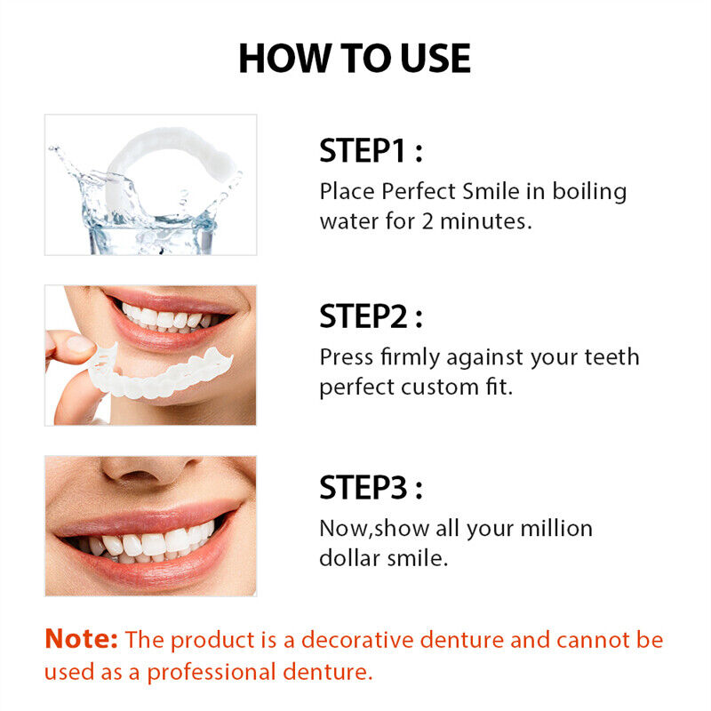 Snap On Upper & Lower False Teeth Covers