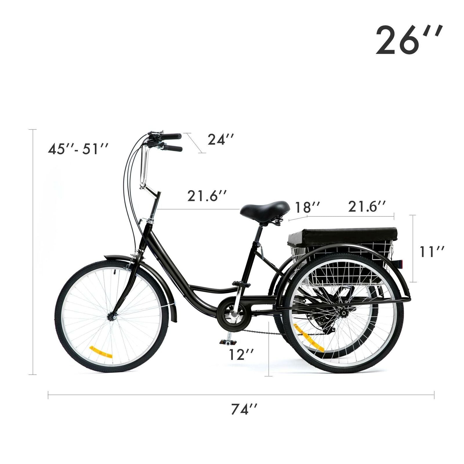 Adult Tricycle Cruiser with Large Basket