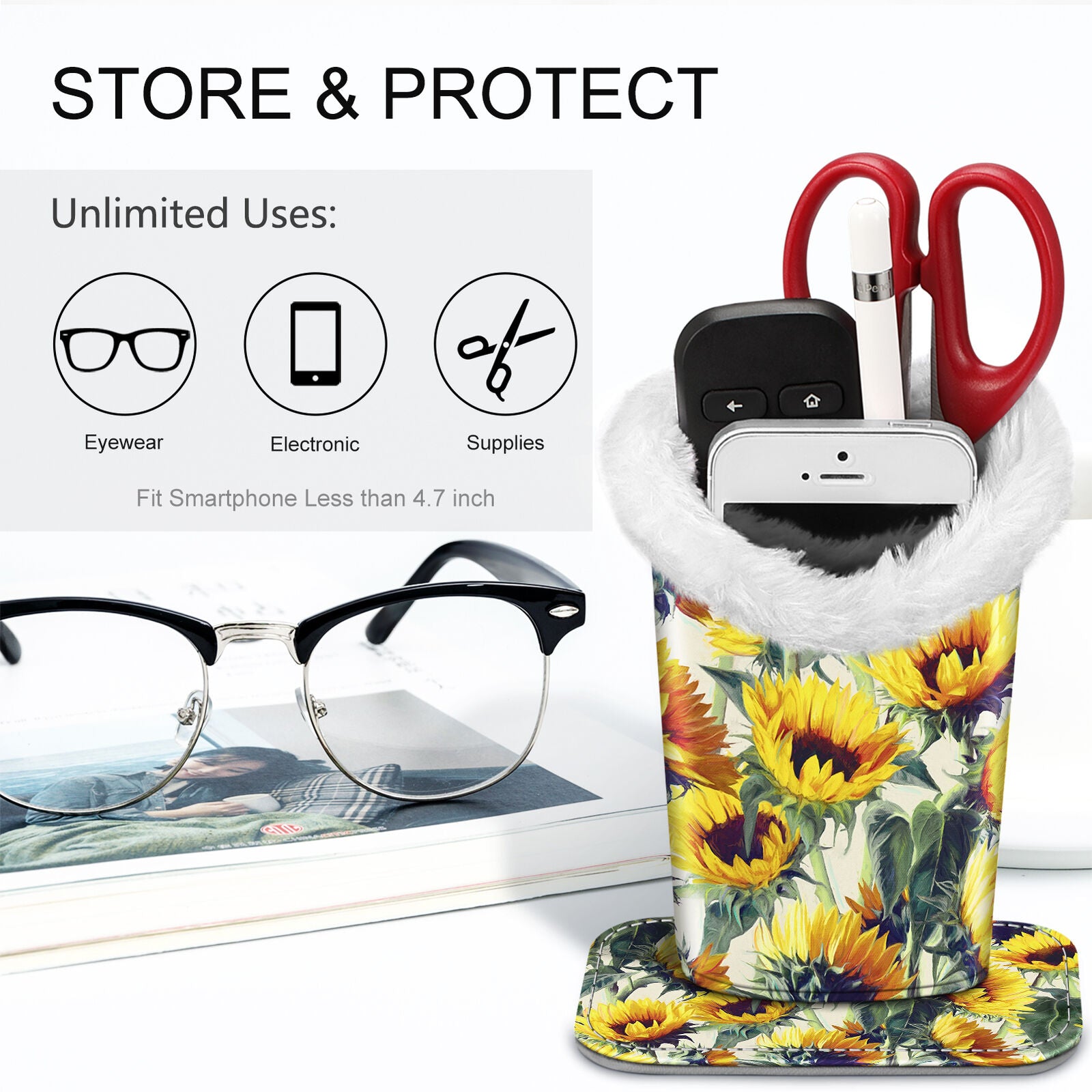 Eyeglass Protective Holder Stand - Vegan Leather & Plush Lined