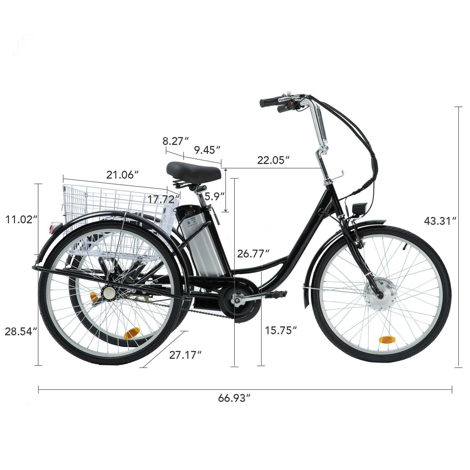 Adult Electric Tricycle with Lithium Battery & Basket