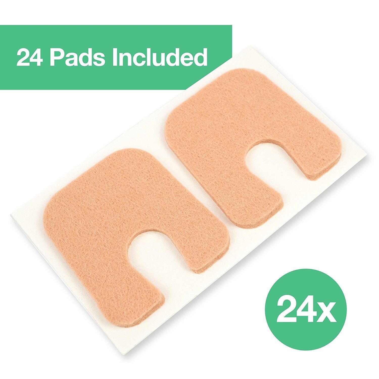 Zentoes Felt Callus Pads 24 Pack U-Shaped Self Stick Foot Cushions USA SELLER