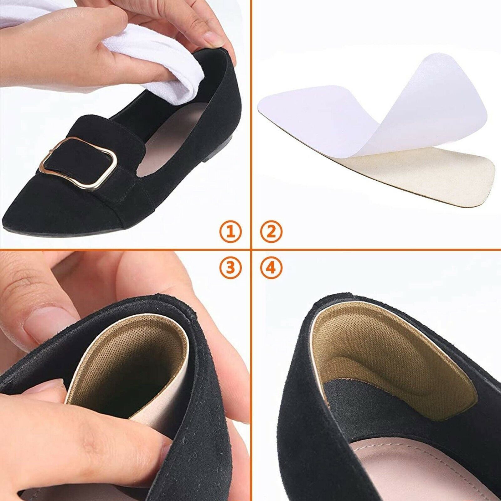 Soft Fabric Shoe Pads - 2 Piece Heel Inserts