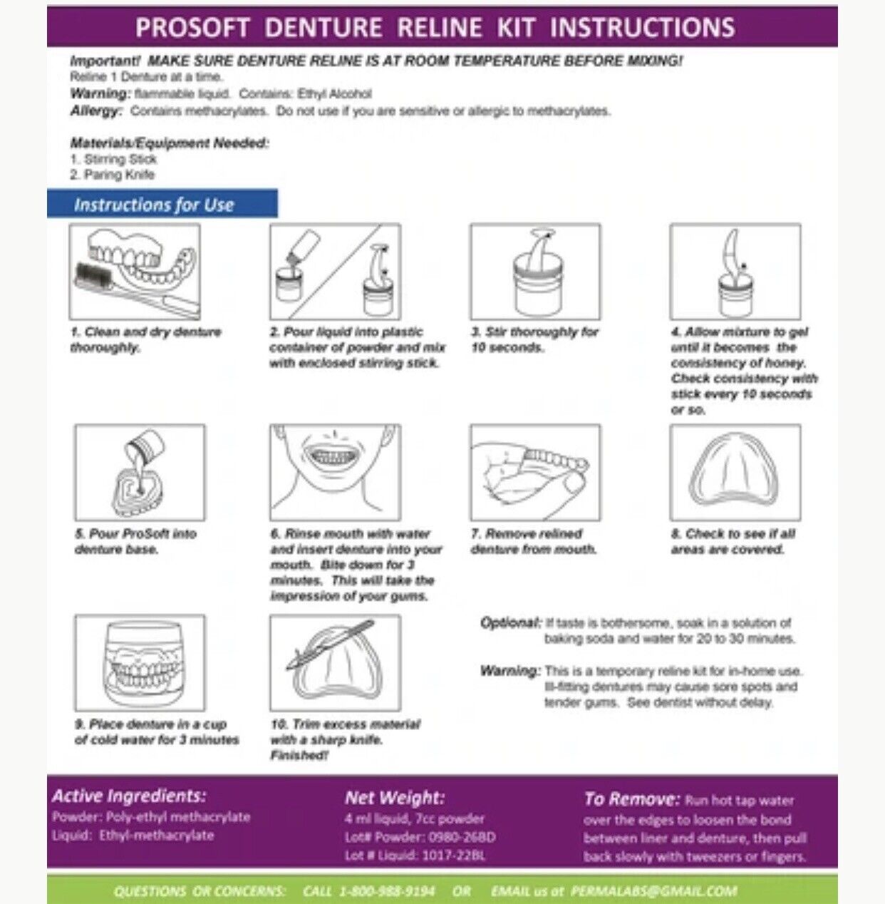 Soft Denture Reline Kit - Repair Loose Dentures
