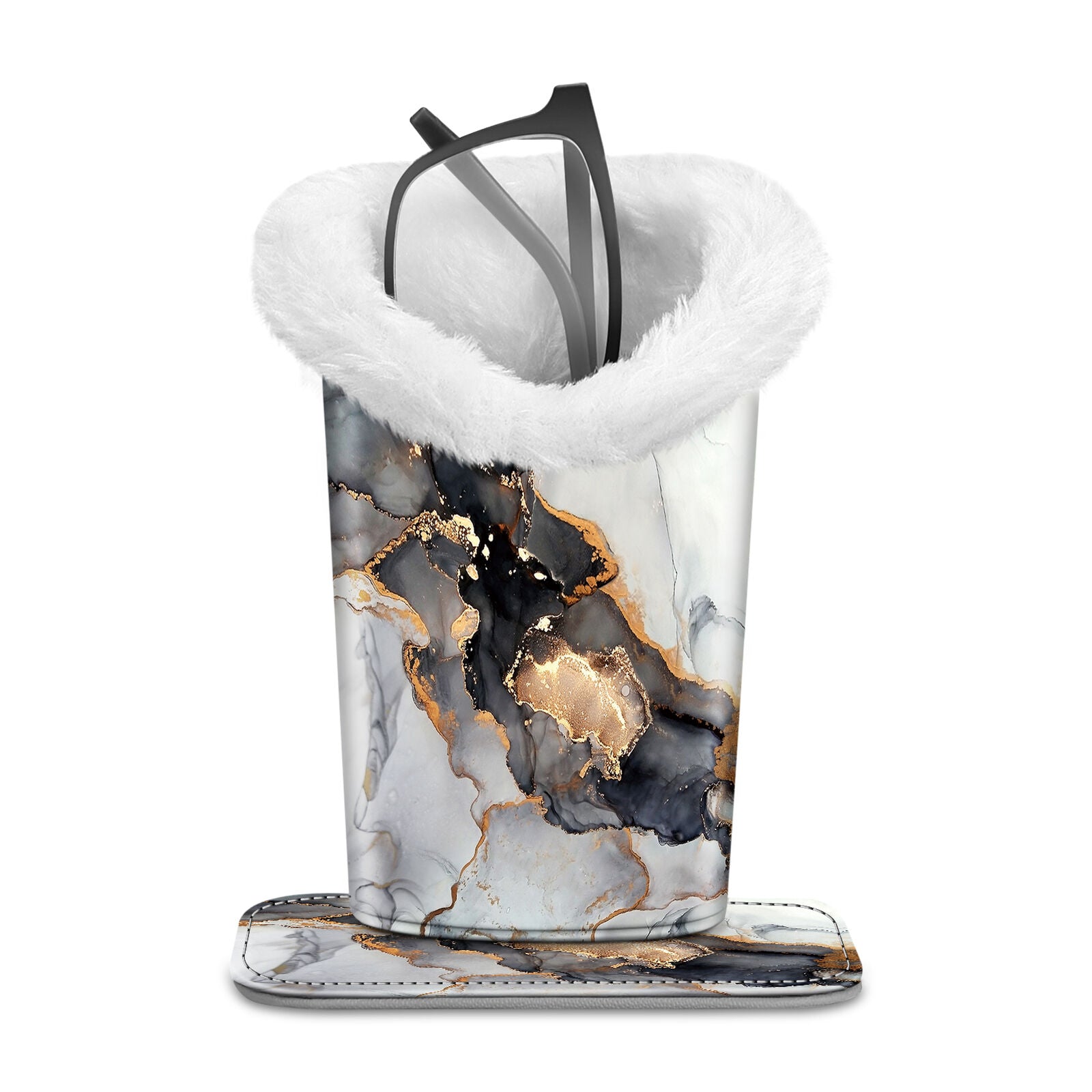 Eyeglass Protective Holder Stand - Vegan Leather & Plush Lined